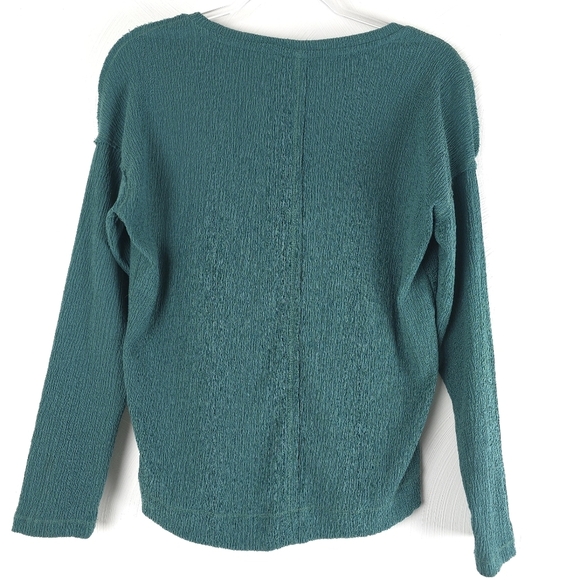 Anthropologie Willa Textured Crinkled V-Neck Top in Blue/Green XS - Picture 2 of 8
